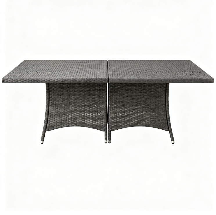 Jgjgdfdfdgdgfhfhjvjv-Außentisch Roma, ausziehbares rechteckiges Esszimmerregal, ausziehbarer Gartentisch mit Rattan-Effekt, 100 % Made in Italy, 150/220 x 90 x 72 cm, Anthrazit