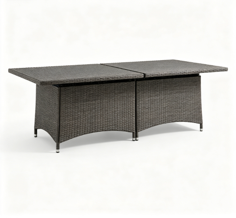 Jgjgdfdfdgdgfhfhjvjv-Außentisch Roma, ausziehbares rechteckiges Esszimmerregal, ausziehbarer Gartentisch mit Rattan-Effekt, 100 % Made in Italy, 150/220 x 90 x 72 cm, Anthrazit