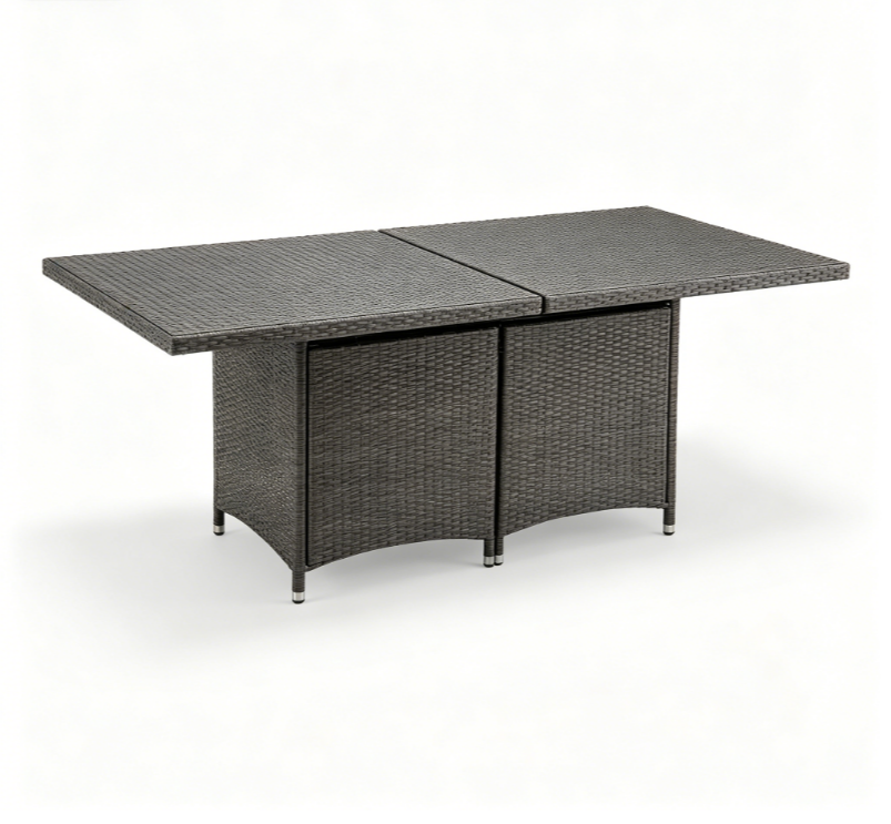 Jgjgdfdfdgdgfhfhjvjv-Außentisch Roma, ausziehbares rechteckiges Esszimmerregal, ausziehbarer Gartentisch mit Rattan-Effekt, 100 % Made in Italy, 150/220 x 90 x 72 cm, Anthrazit