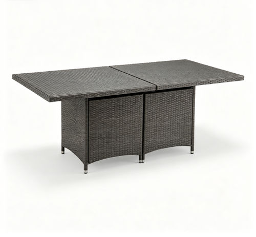 Jgjgdfdfdgdgfhfhjvjv-Außentisch Roma, ausziehbares rechteckiges Esszimmerregal, ausziehbarer Gartentisch mit Rattan-Effekt, 100 % Made in Italy, 150/220 x 90 x 72 cm, Anthrazit